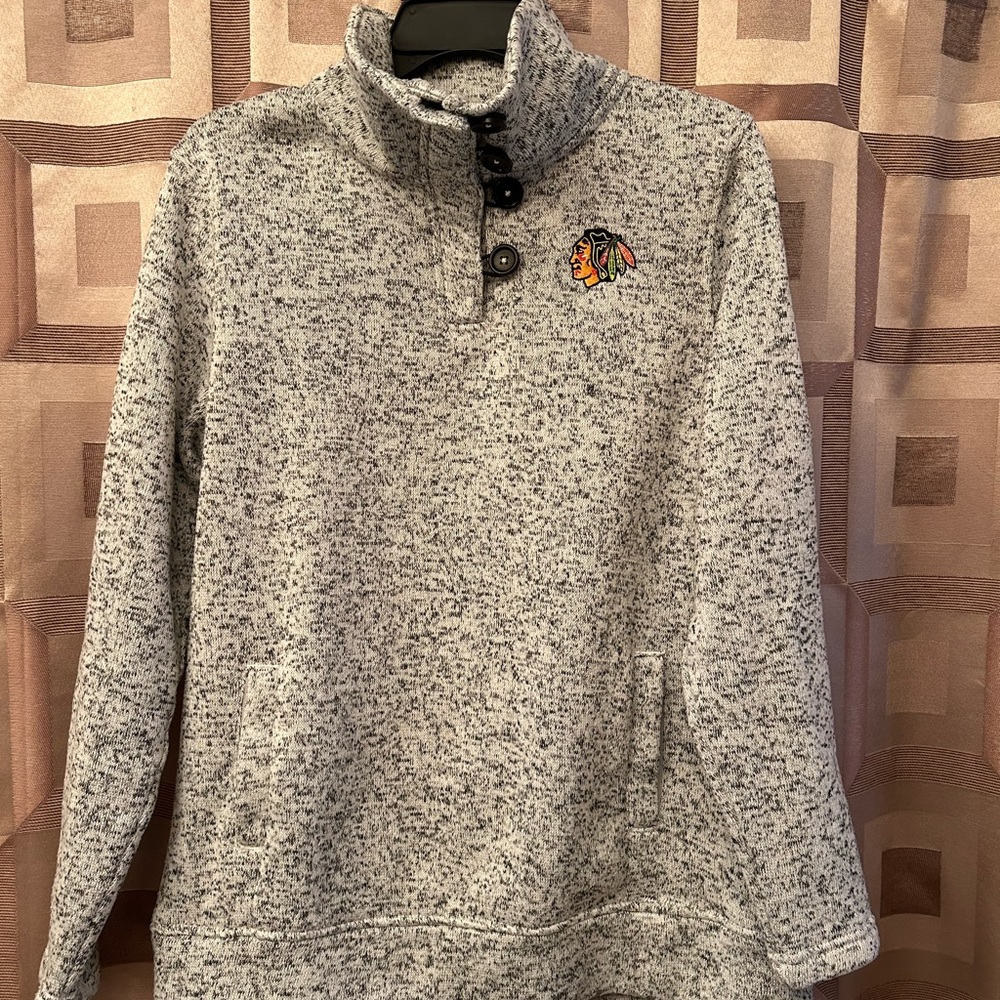 NHL Chicago Blackhawks Grey Button Up Sweatshirt